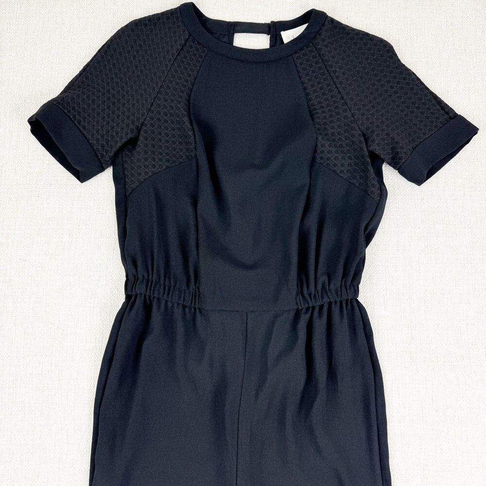 by Anthropologie Allegory Women's Black Short Sleeve Textured Jumpsuit - Picture 4 of 16